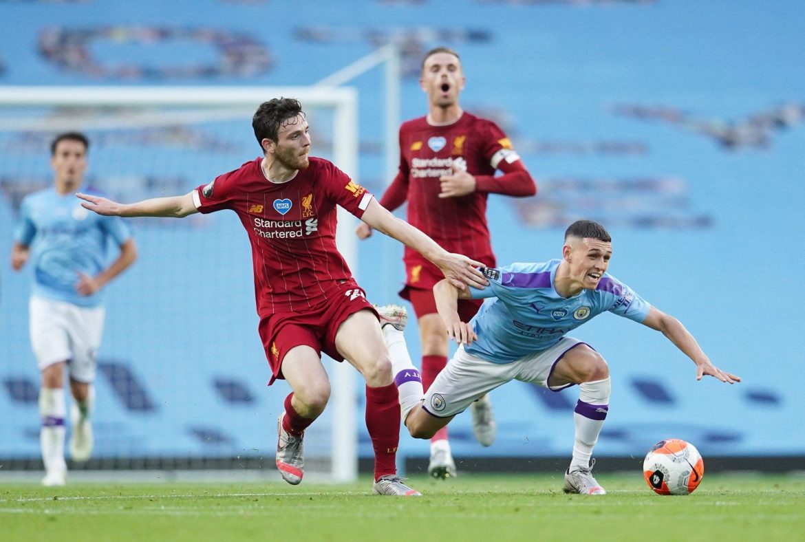 Liverpool’s Andy Robertson had a nightmare display against Man City